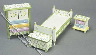 (image for) Miniature "Springtime" Child's Bedroom Set for Dollhouses