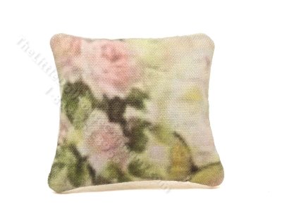 (image for) Miniature Pink Rose Pillow for Dollhouses