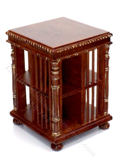 (image for) Miniature Walnut Book Shelf with Gold Accents