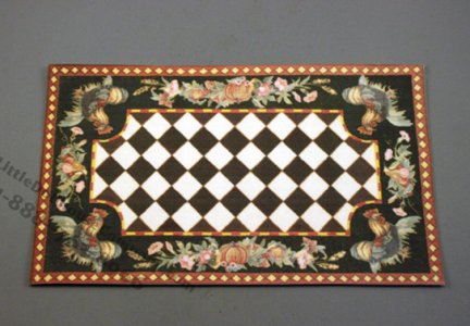 (image for) Dollhouse Miniature Roosters Dark Carpet
