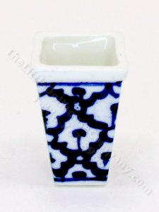 (image for) Miniature Blue and White Tapered Square Vase