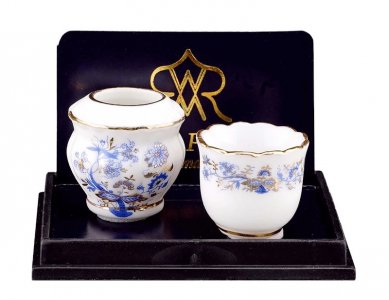 (image for) Miniature Flower Pots with Blue Onion Pattern