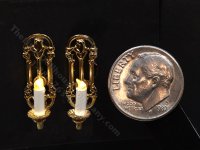 (image for) 1:24 Scale Miniature 3V Pair of Candle Sconces for Dollhouses