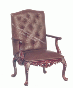 (image for) Miniature Mahogany George VI Armchair for Dollhouses