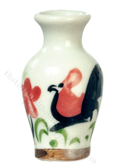 (image for) Miniature Ceramic Rooster Vase for Dollhouses