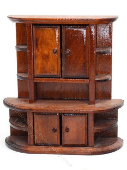 (image for) Vintage Miniature Walnut China Cabinet Hutch