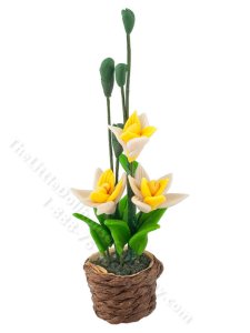 (image for) Miniature Potted Yellow Lilies for Dollhouses
