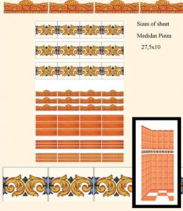 (image for) Dollhouse Scale Model Wall Tiles-Borders