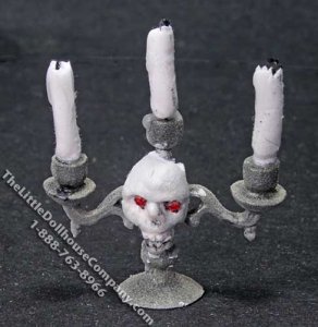 (image for) Miniature Skull Candelabra for Dollhouses