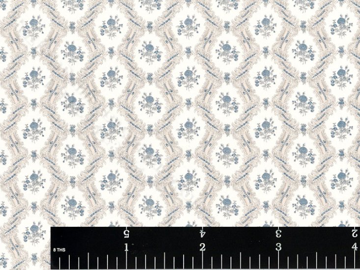 (image for) Ogee Lace Pattern Miniature Wallpaper for Dollhouses - Blue