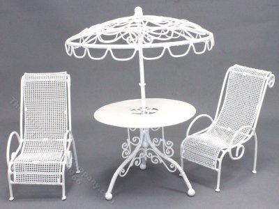 (image for) Miniature White Cafe or Patio Set for Dollhouses