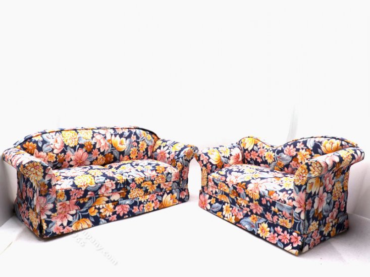 (image for) Miniature Floral Sofa and Loveseat