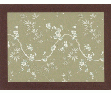 (image for) Miniature Small Scale Green and Brown Floral Rug