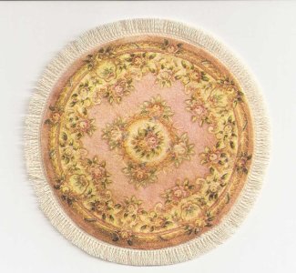 (image for) Miniature Round Flower Themed Rug for Dollhouses - Pink