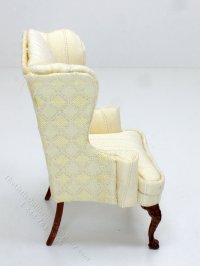 (image for) Miniature Yellow Patterned Queen Anne Style Chair