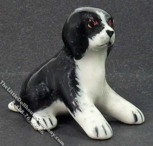 (image for) Miniature Black & White Porcelain Sitting Dog for Dollhouses