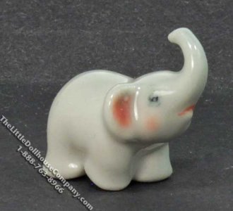 (image for) Miniature Gray Porcelain Elephant Statuette for Dollhouses