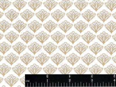 (image for) Gold/Blue Art Deco Miniature Wallpaper for Dollhouses