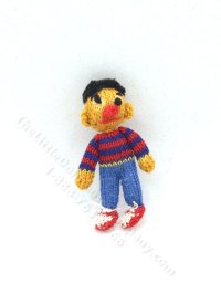 (image for) Miniature Handknit Sesame Street Ernie Doll by Helen Palenski