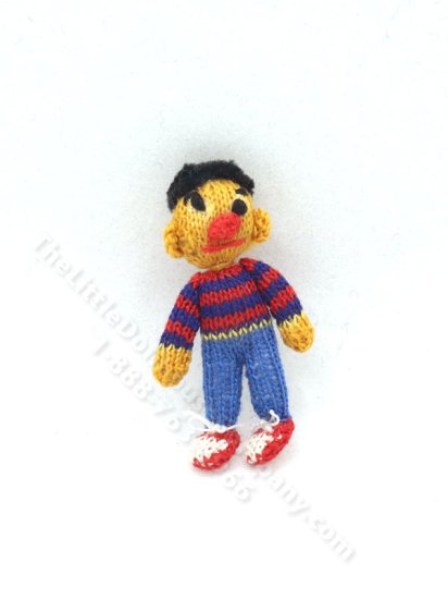 (image for) Miniature Handknit Sesame Street Ernie Doll by Helen Palenski