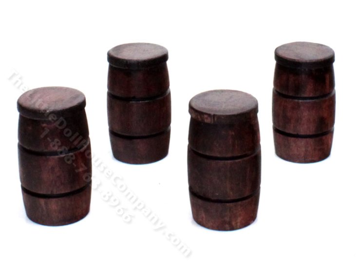 (image for) Miniature Set of 4 Barrel Bar Stools for Dollhouses