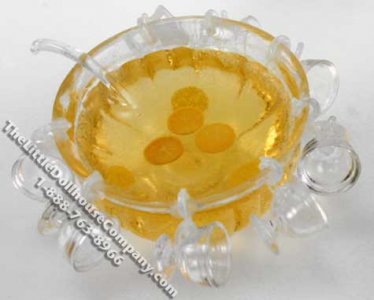 (image for) Dollhouse Scale Model Punch Bowl with Orange Punch & Glasses