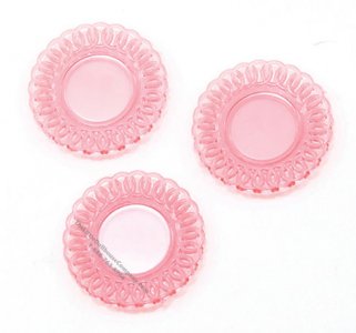 (image for) Miniature Transparent Pink Lace-Edged Plates For Dollhouses
