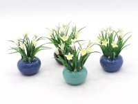 (image for) Miniature White Daffodils in Glazed Bowl for Dollhouses