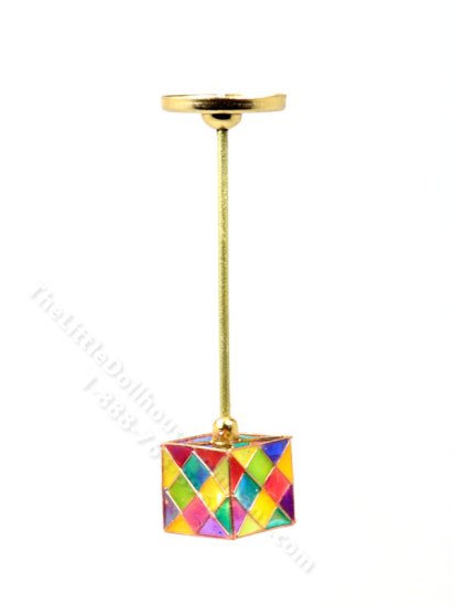 (image for) Dollhouse Miniature Tiffany Glass Square Hanging Light