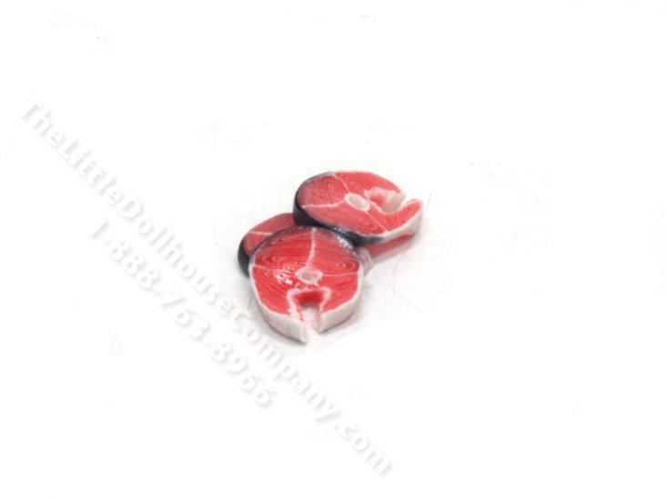 (image for) Miniature Three Salmon Steaks for Dollhouses