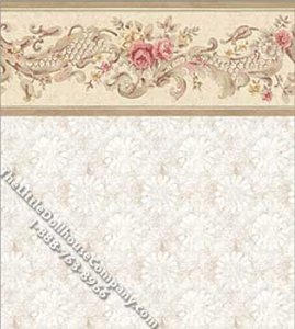 (image for) Beige Williamsburg Pattern Miniature Wallpaper for Dollhouses