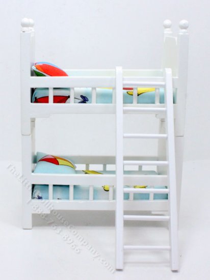 Miniature White Kid's Bunk Bed with Winnie The Pooh Bedding [DBJ 241-6 ...