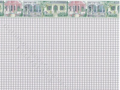 (image for) Plaid and House Pattern Miniature Wallpaper for Dollhouses