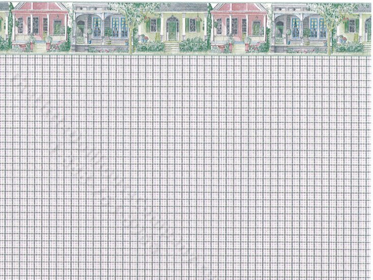 (image for) Plaid and House Pattern Miniature Wallpaper for Dollhouses