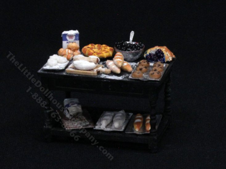 (image for) 1:24 Scale Miniature Baking Preparation Table for Dollhouses