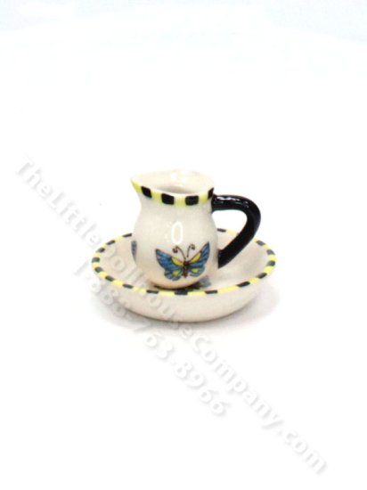 (image for) Miniature Ceramic Butterfly Pitcher and Wash Bowl