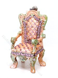 (image for) Miniature Pink Jewelled Chair for Dollhouses