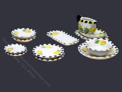 (image for) Miniature Ceramic Lemon Dinner Set for Dollhouses