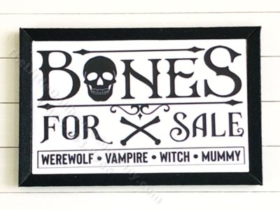 (image for) Miniature Rectangular Framed 'Bones For Sale' Print