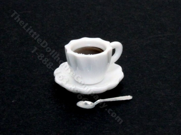 Dollhouse Scale Model Coffee Cup, Saucer and Spoon [LCM 1552] The
