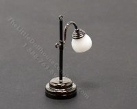 (image for) Miniature Battery Antique Pewter Desk Lamp w/ Wand For Dollhouses