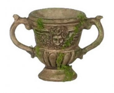 (image for) Miniature Mossy Brown Urn for Dollhouses