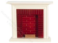 (image for) Miniature Brick and White Fireplace for Dollhouses