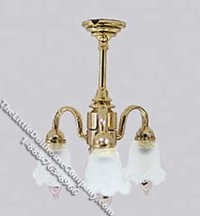 (image for) Miniature 1/2 Scale 12v 3 Arm Tulip Chandelier for Dollhouses