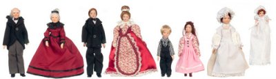 (image for) Victorian Extended Family for Dollhouses - 8 Dolls