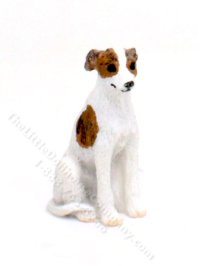 (image for) Miniature White Brindle Whippet for Dollhouses