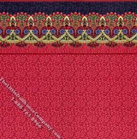 (image for) Green Swag w/Red Flower Background Pattern Dollhouse Wallpaper