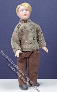 (image for) Miniature Child in Brown Sweater and Pants by Cindy's Dolls