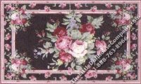 (image for) Dollhouse Scale Model Black with Pink Roses Rug