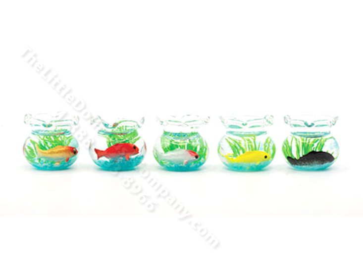 (image for) Miniature Fish Bowl with 1 Fish and Blue Sand for Dollhouses